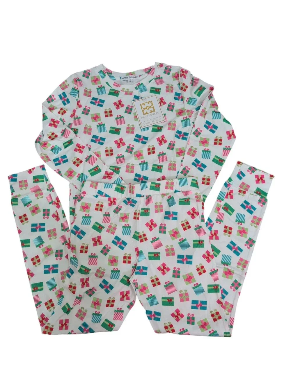 Mary Square Kids PJ Set, Christmas, Under The Tree, Pajamas, Sz Med 8, NWT